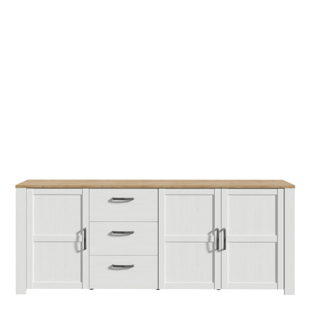 Balmoral 3 Door 3 Drawer Large Sideboard in Riviera Oak/White