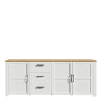Balmoral 3 Door 3 Drawer Large Sideboard in Riviera Oak/White