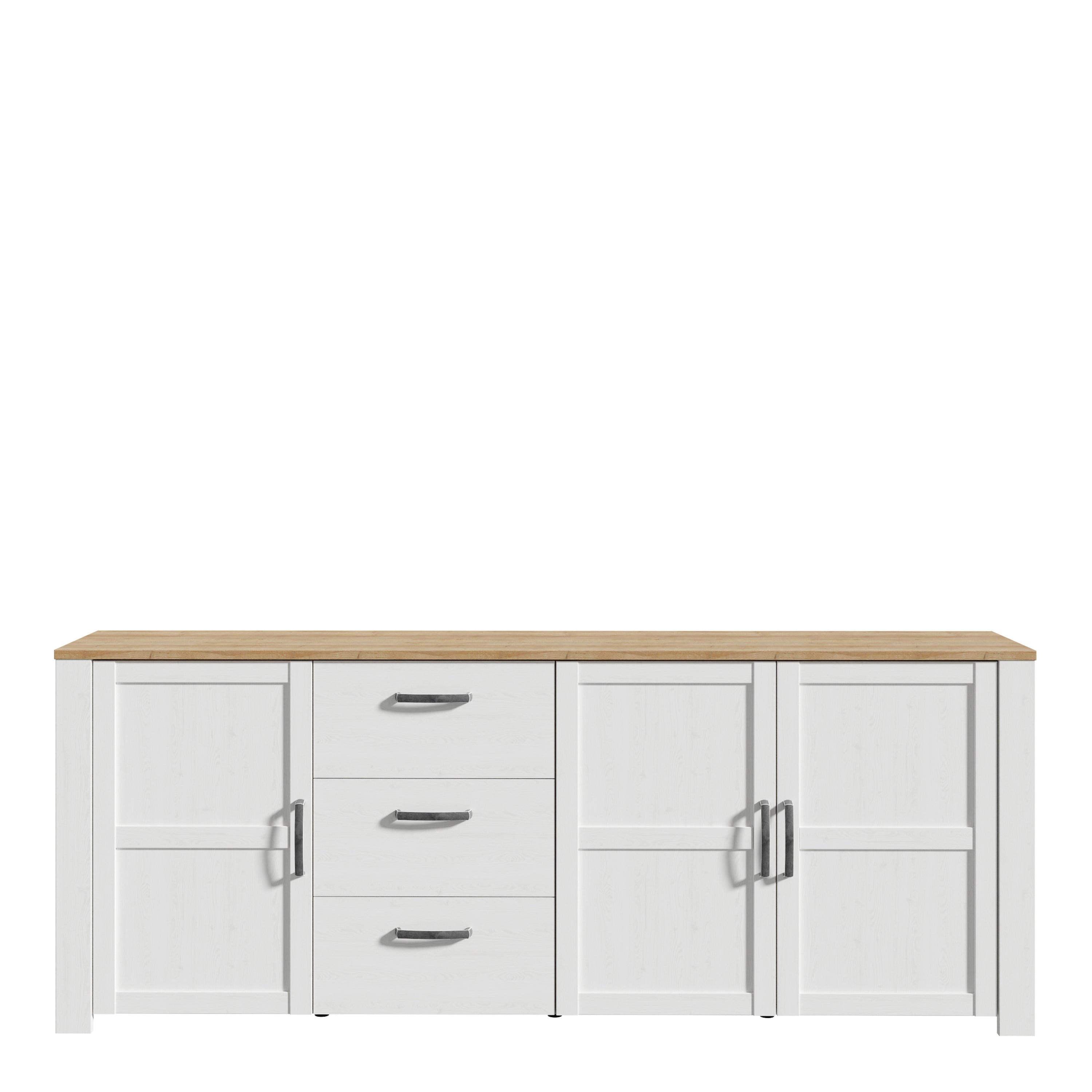 Balmoral 3 Door 3 Drawer Large Sideboard in Riviera Oak/White