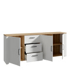 Balmoral 3 Door 3 Drawer Large Sideboard in Riviera Oak/White