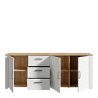 Balmoral 3 Door 3 Drawer Large Sideboard in Riviera Oak/White
