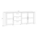 Balmoral 3 Door 3 Drawer Large Sideboard in Riviera Oak/White