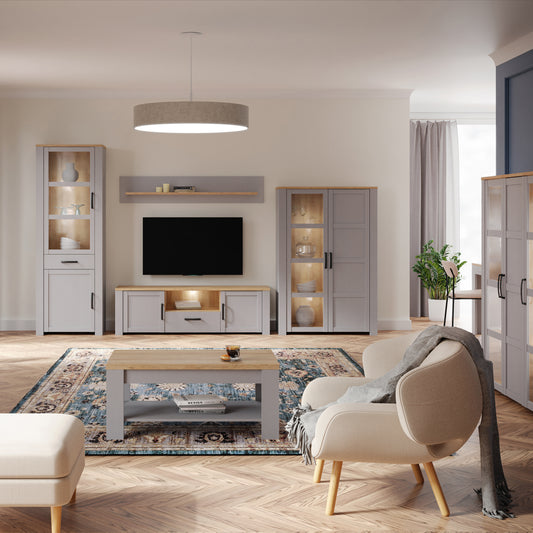 Balmoral 2 Door 1 Drawer TV Unit  in Riviera Oak/Grey Oak