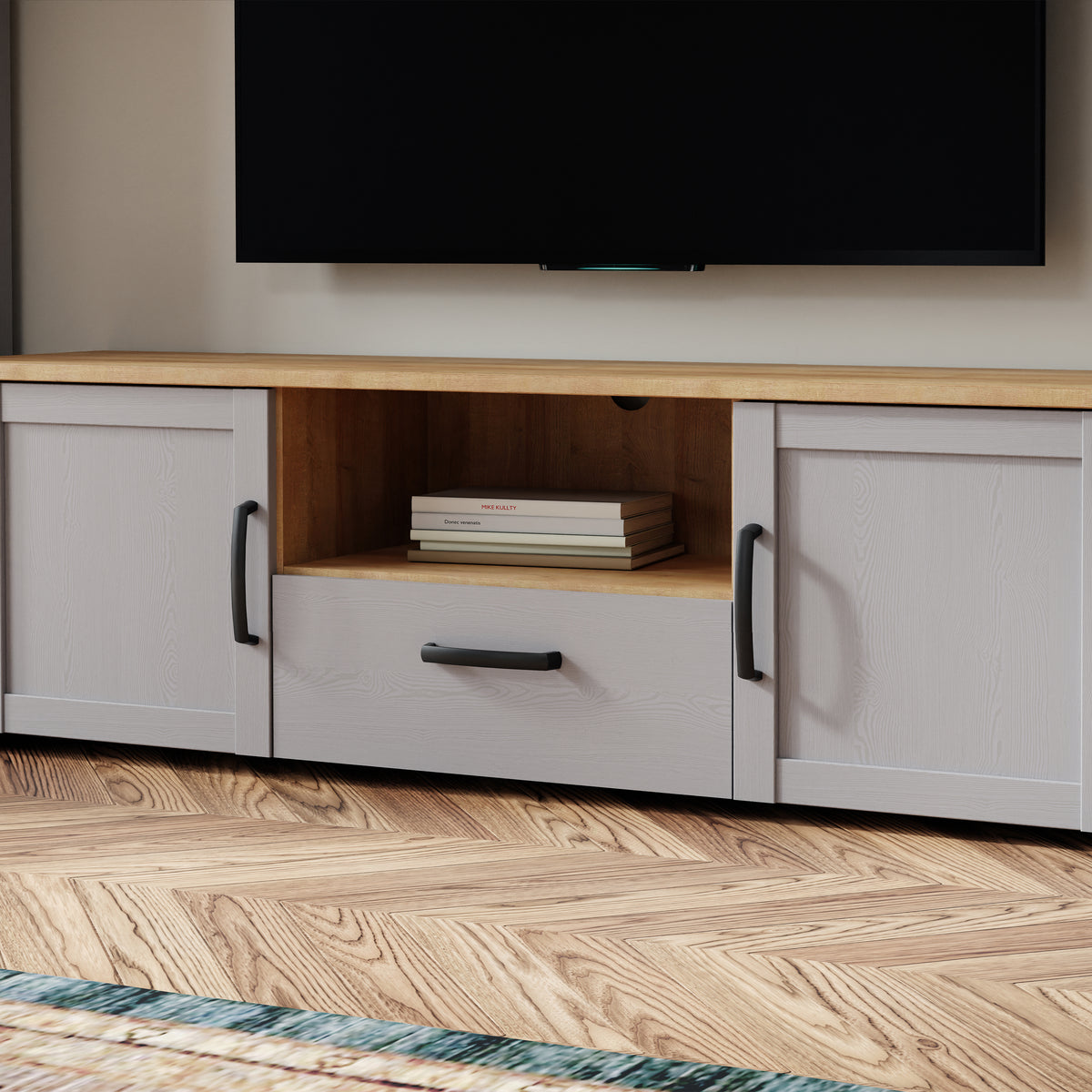 Balmoral 2 Door 1 Drawer TV Unit  in Riviera Oak/Grey Oak