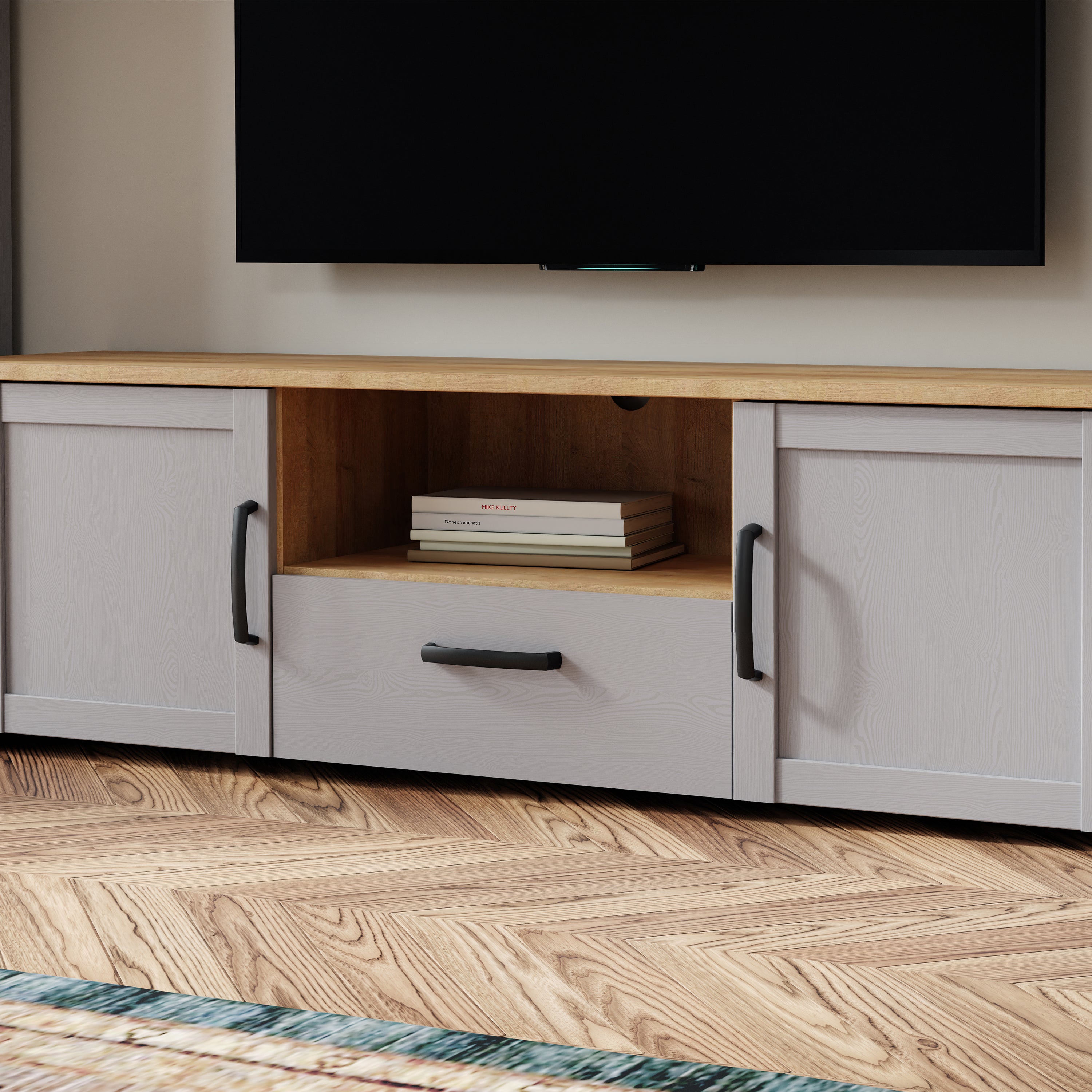 Balmoral 2 Door 1 Drawer TV Unit  in Riviera Oak/Grey Oak