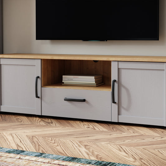 Balmoral 2 Door 1 Drawer TV Unit  in Riviera Oak/Grey Oak