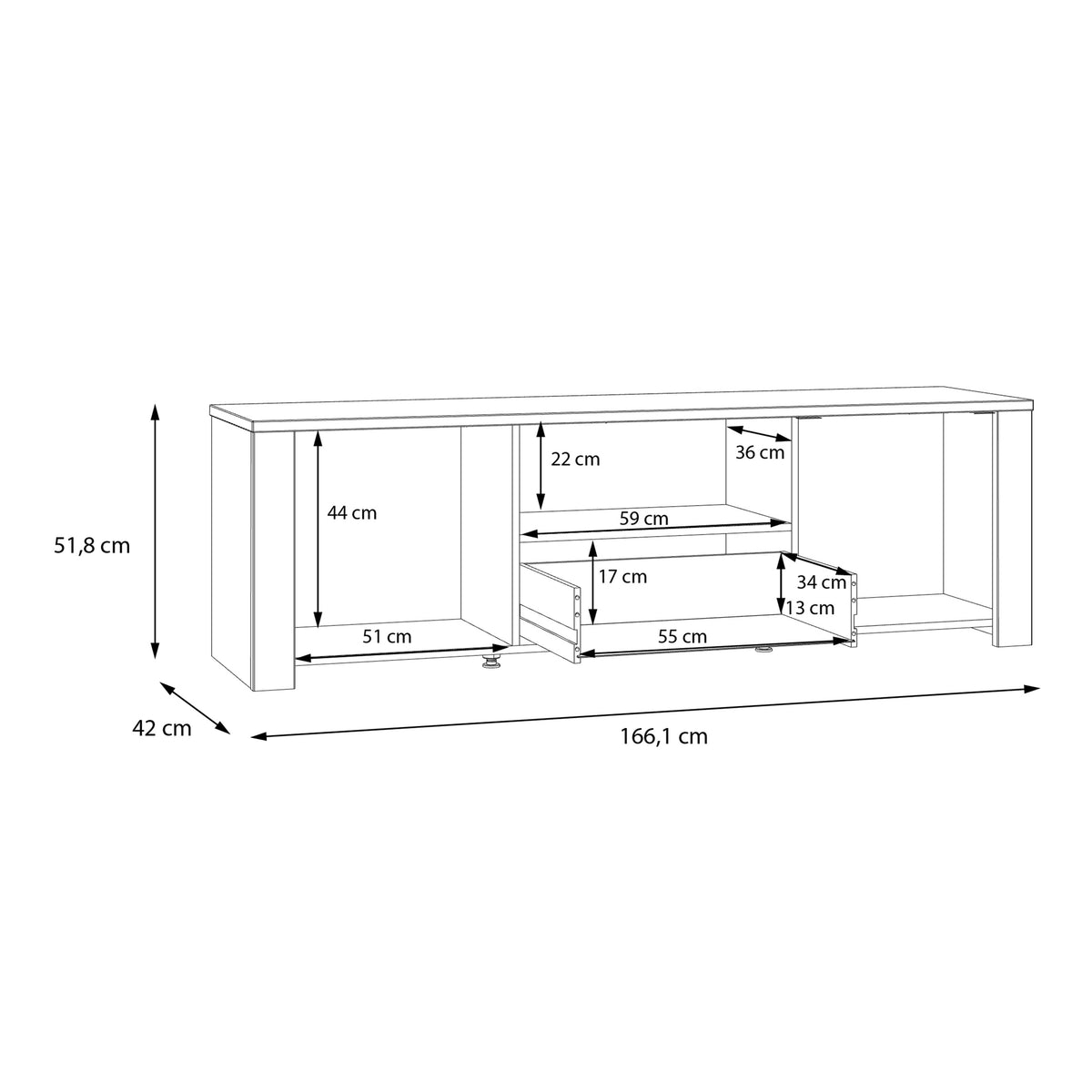 Balmoral 2 Door 1 Drawer TV Unit  in Riviera Oak/Grey Oak