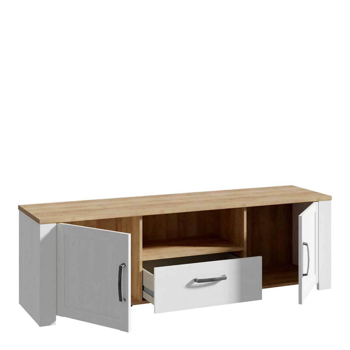 Balmoral 2 Door 1 Drawer TV Unit in Riviera Oak/White