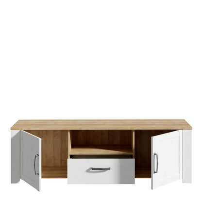 Balmoral 2 Door 1 Drawer TV Unit in Riviera Oak/White
