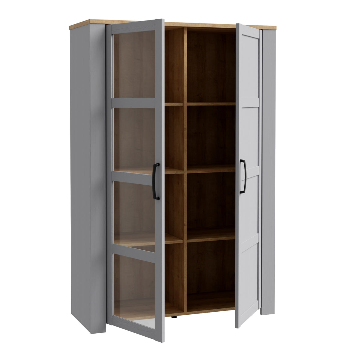 Balmoral 2 Door Display Cabinet in Riviera Oak/Grey Oak
