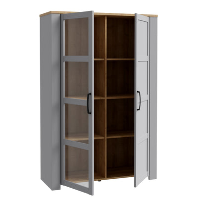 Balmoral 2 Door Display Cabinet in Riviera Oak/Grey Oak