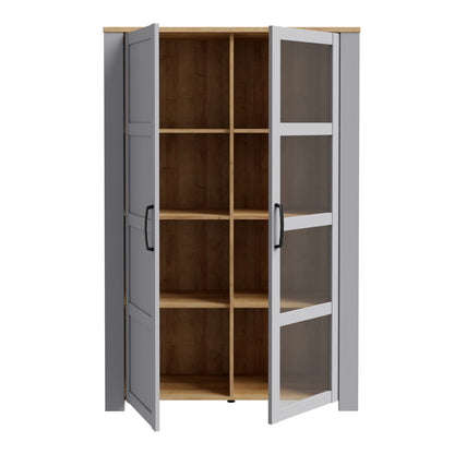 Balmoral 2 Door Display Cabinet in Riviera Oak/Grey Oak