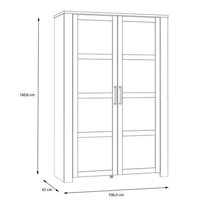 Balmoral 2 Door Display Cabinet in Riviera Oak/Grey Oak