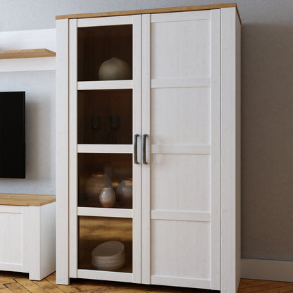 Balmoral 2 Door Display Cabinet in Riviera Oak/White
