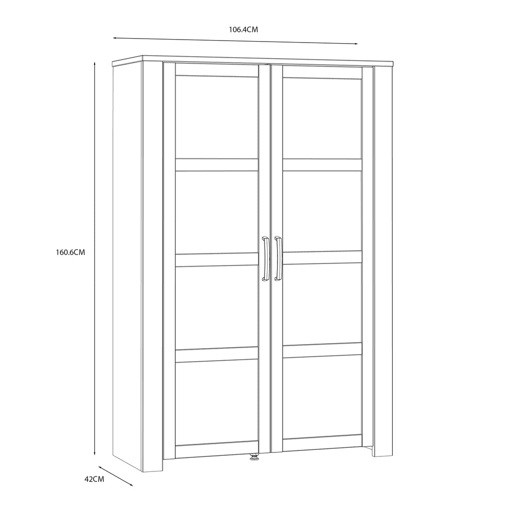 Balmoral 2 Door Display Cabinet in Riviera Oak/White