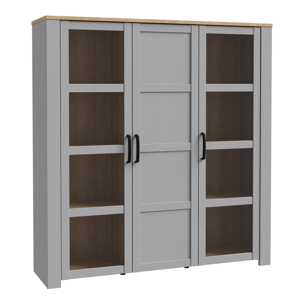 Balmoral 3 Door Large Display Cabinet in Riviera Oak/Grey Oak