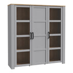 Balmoral 3 Door Large Display Cabinet in Riviera Oak/Grey Oak
