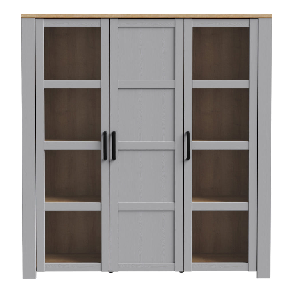 Balmoral 3 Door Large Display Cabinet in Riviera Oak/Grey Oak