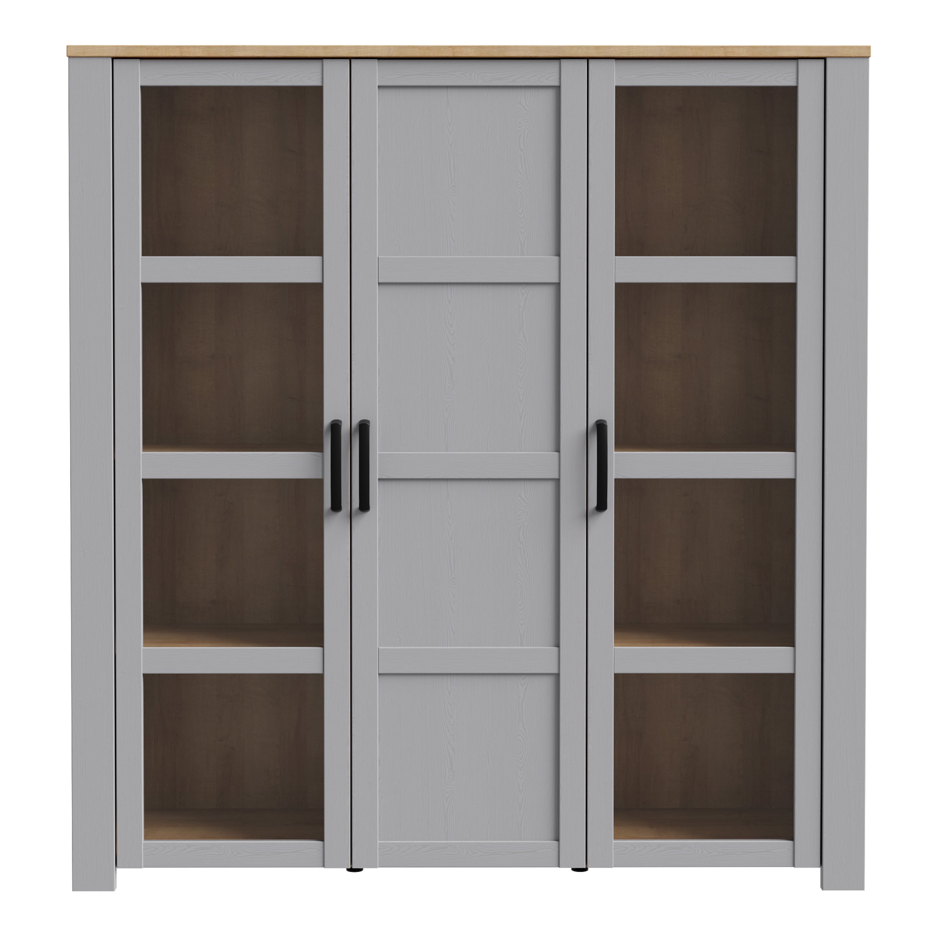 Balmoral 3 Door Large Display Cabinet in Riviera Oak/Grey Oak