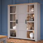 Balmoral 3 Door Large Display Cabinet in Riviera Oak/Grey Oak
