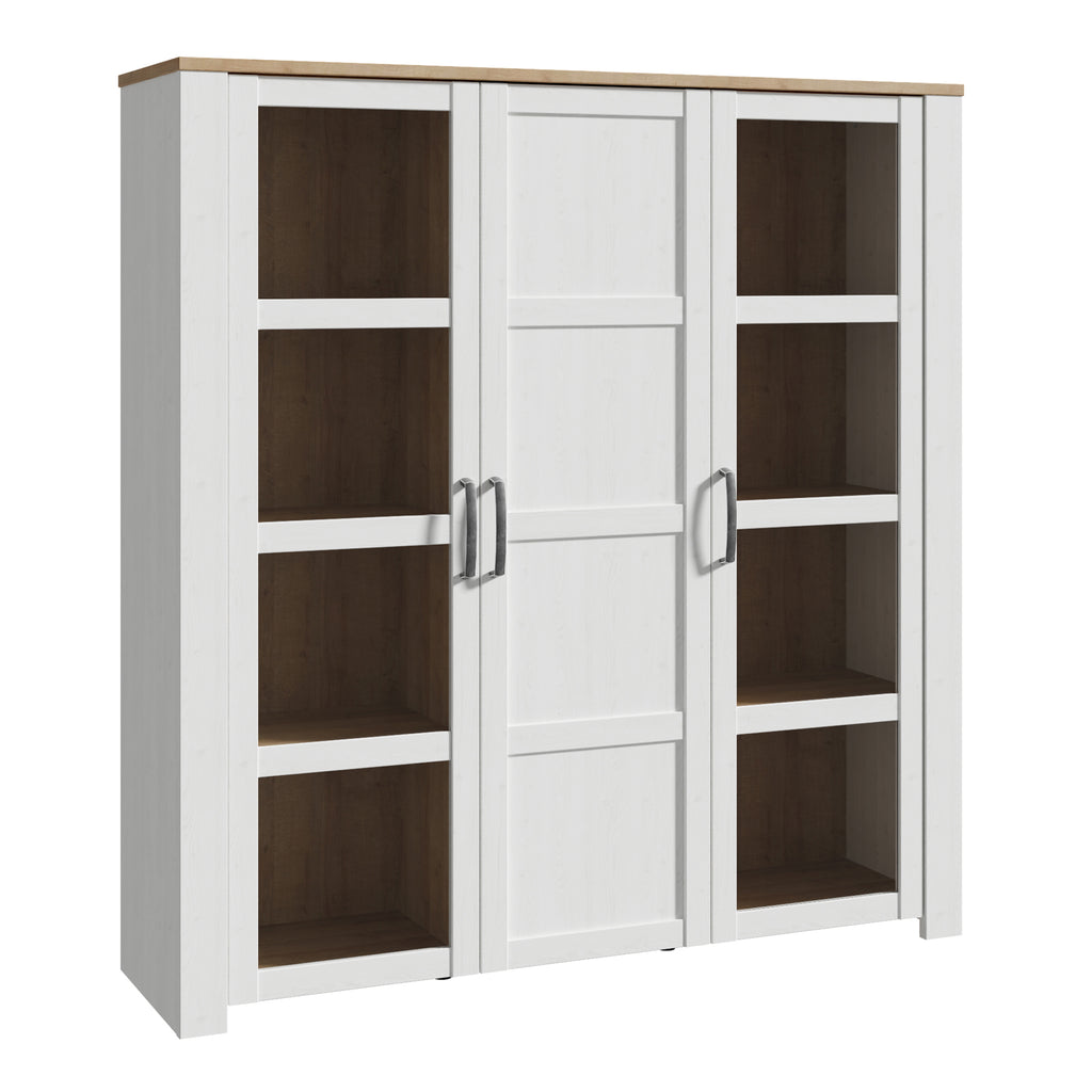 Balmoral 3 Door Large Display Cabinet in Riviera Oak/White