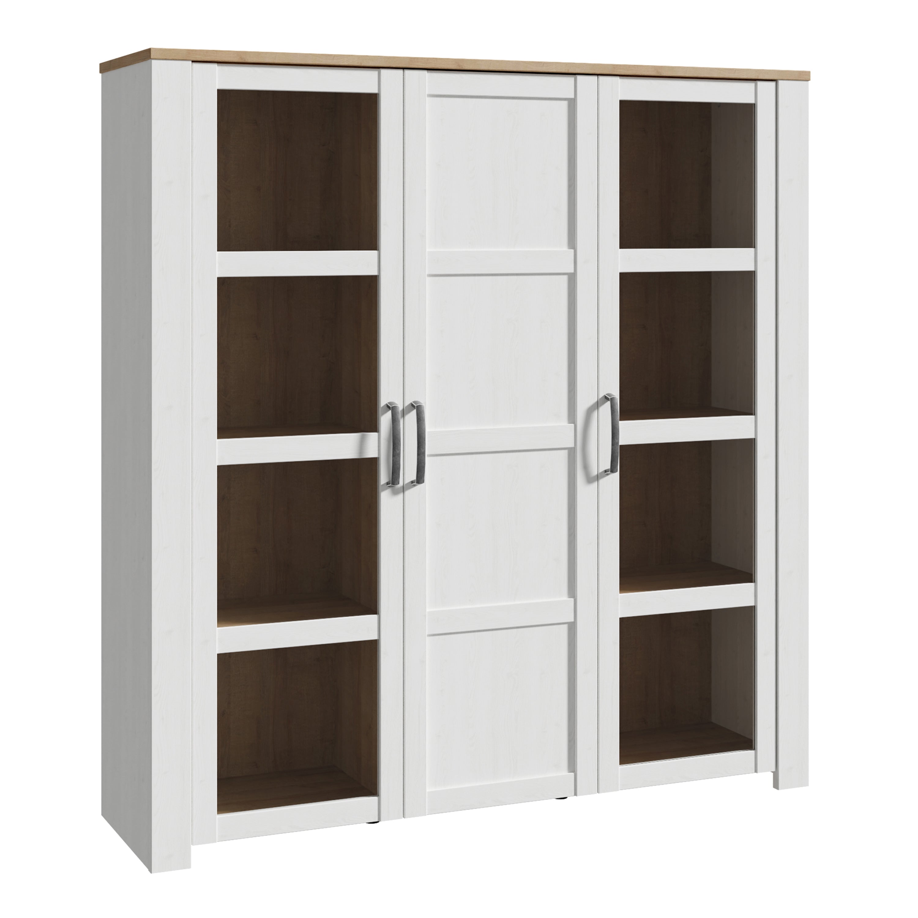 Balmoral 3 Door Large Display Cabinet in Riviera Oak/White