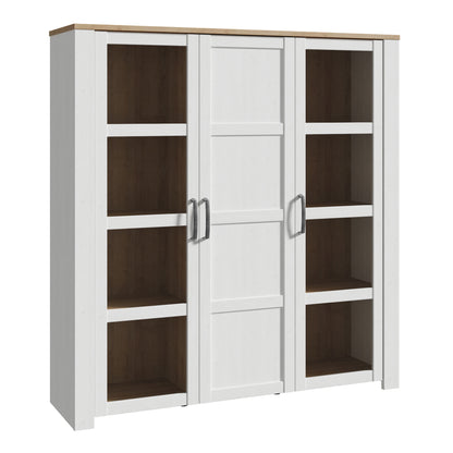 Balmoral 3 Door Large Display Cabinet in Riviera Oak/White