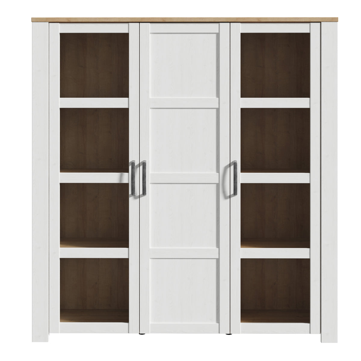 Balmoral 3 Door Large Display Cabinet in Riviera Oak/White