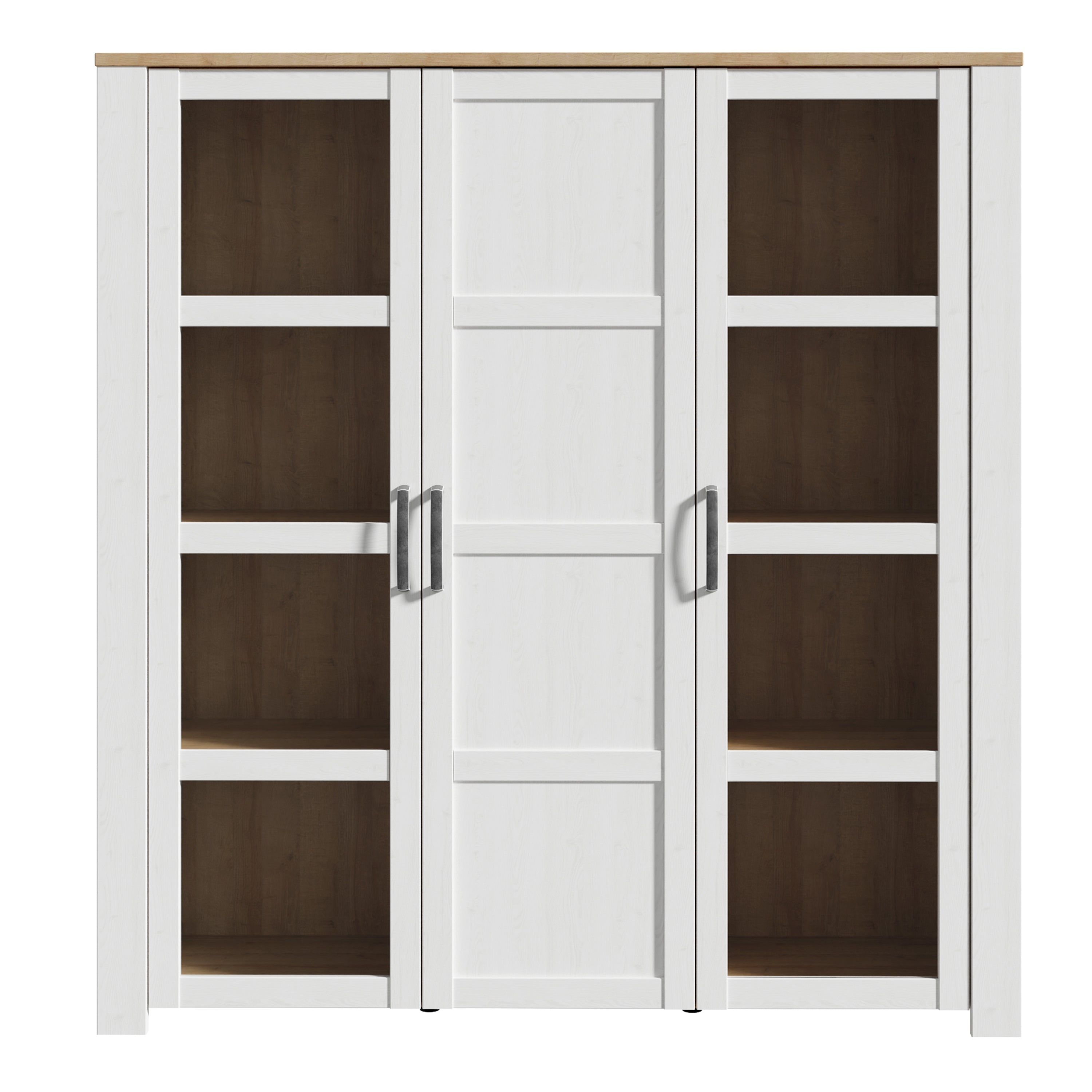 Balmoral 3 Door Large Display Cabinet in Riviera Oak/White