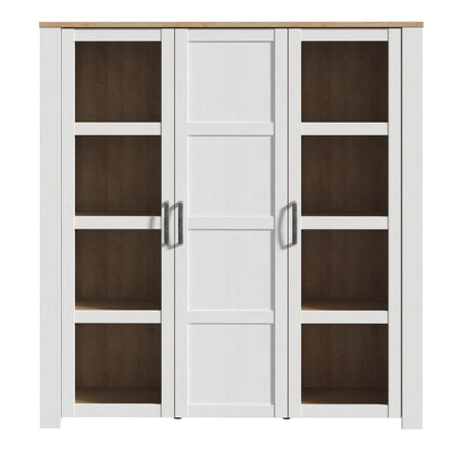 Balmoral 3 Door Large Display Cabinet in Riviera Oak/White