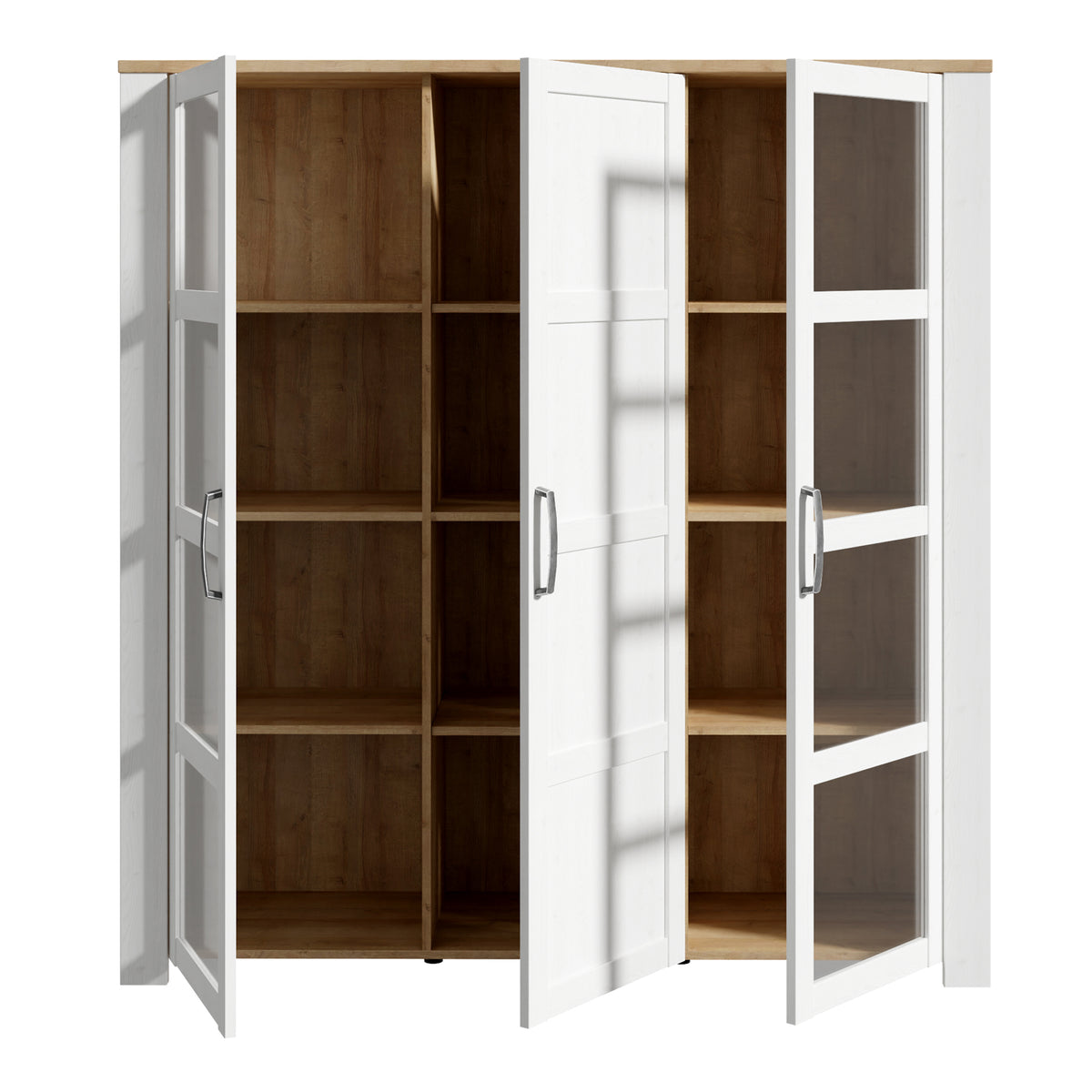 Balmoral 3 Door Large Display Cabinet in Riviera Oak/White