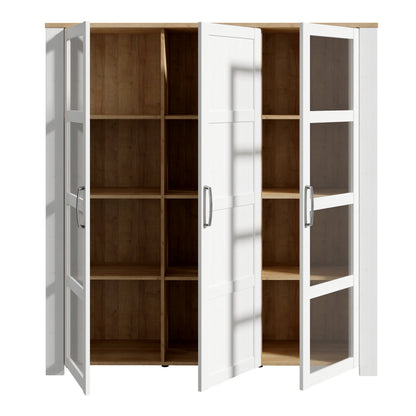 Balmoral 3 Door Large Display Cabinet in Riviera Oak/White