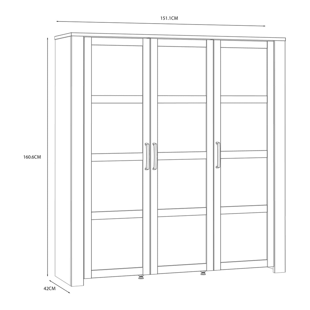 Balmoral 3 Door Large Display Cabinet in Riviera Oak/White