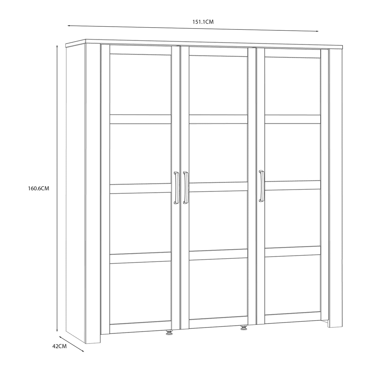 Balmoral 3 Door Large Display Cabinet in Riviera Oak/White