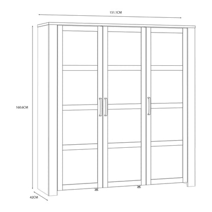 Balmoral 3 Door Large Display Cabinet in Riviera Oak/White