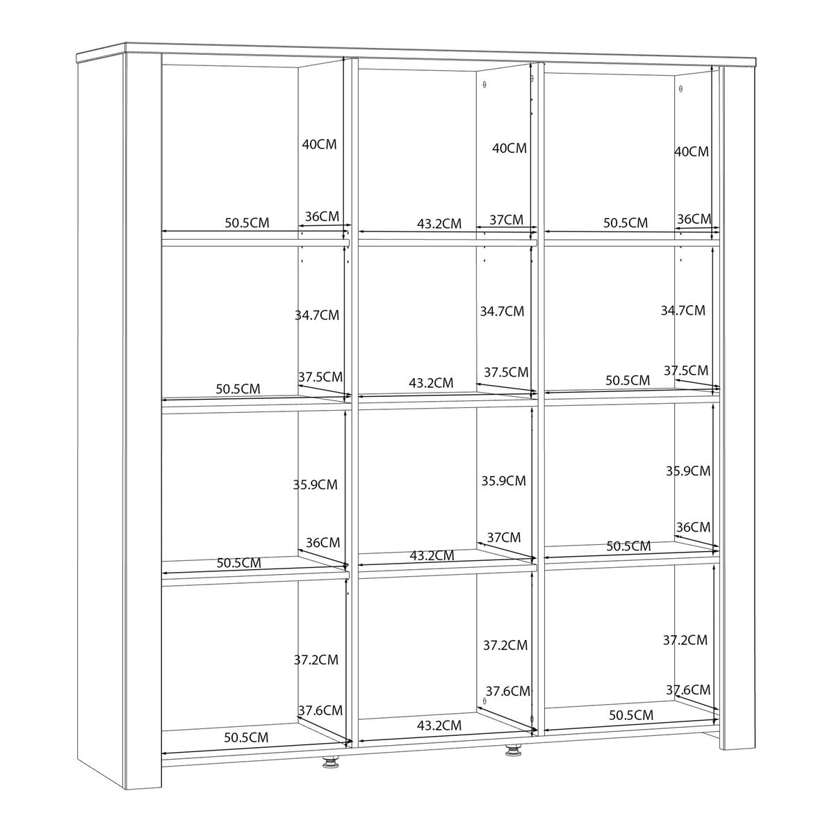 Balmoral 3 Door Large Display Cabinet in Riviera Oak/White