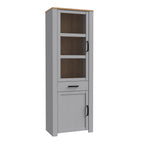 Balmoral 2 Door 1 Drawer Narrow Display Cabinet in Riviera Oak/Grey Oak
