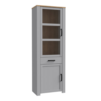 Balmoral 2 Door 1 Drawer Narrow Display Cabinet in Riviera Oak/Grey Oak