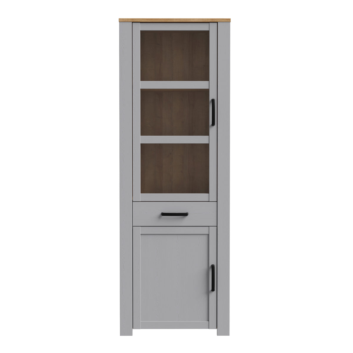 Balmoral 2 Door 1 Drawer Narrow Display Cabinet in Riviera Oak/Grey Oak