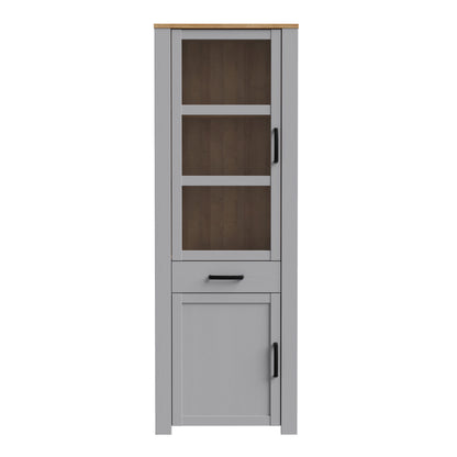 Balmoral 2 Door 1 Drawer Narrow Display Cabinet in Riviera Oak/Grey Oak