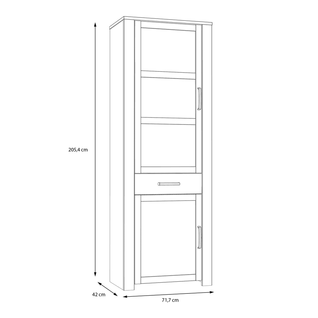 Balmoral 2 Door 1 Drawer Narrow Display Cabinet in Riviera Oak/Grey Oak