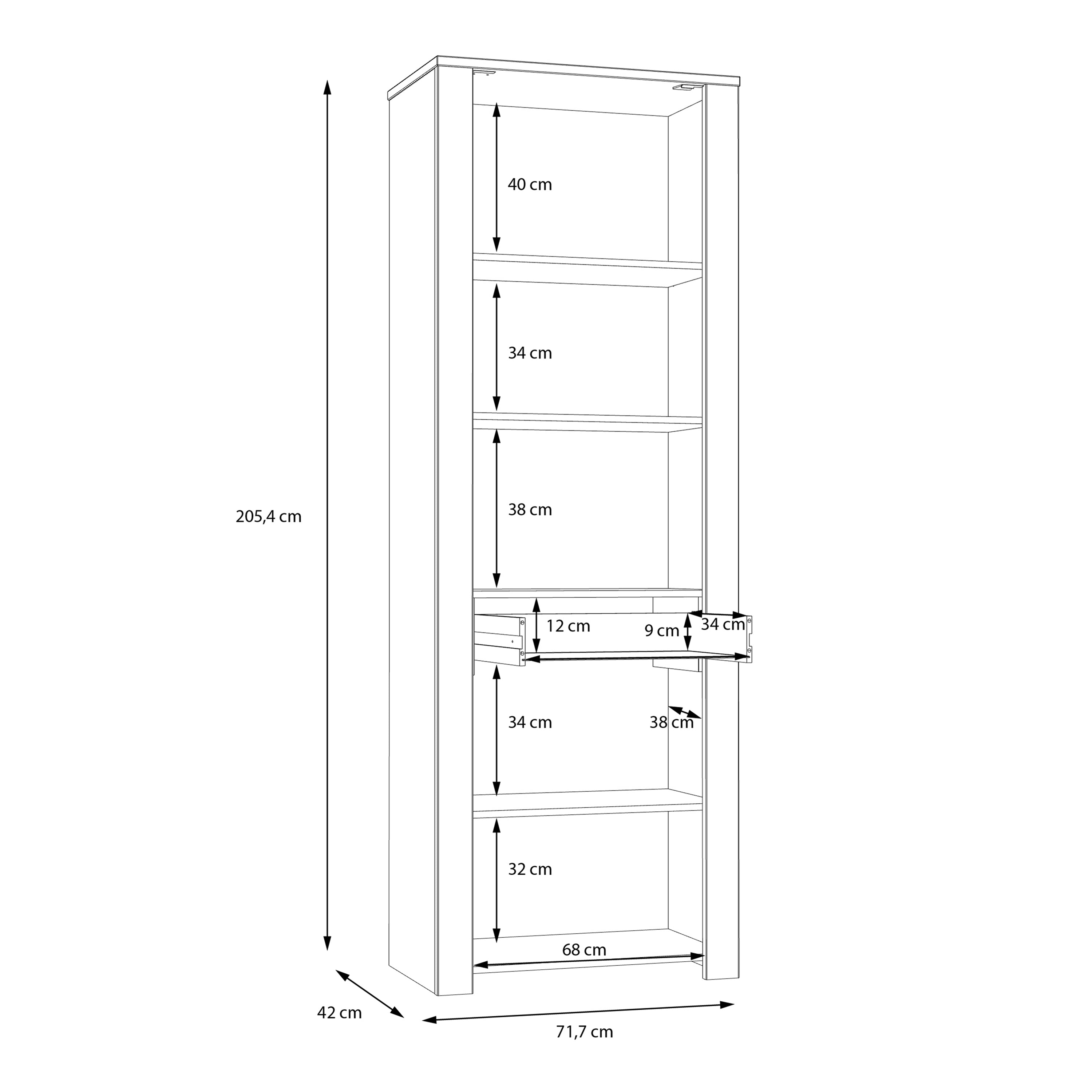 Balmoral 2 Door 1 Drawer Narrow Display Cabinet in Riviera Oak/Grey Oak