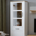 Balmoral 2 Door 1 Drawer Narrow Display Cabinet in Riviera Oak/White