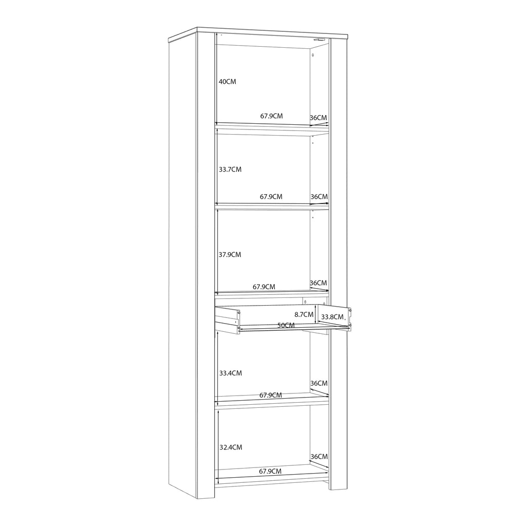 Balmoral 2 Door 1 Drawer Narrow Display Cabinet in Riviera Oak/White