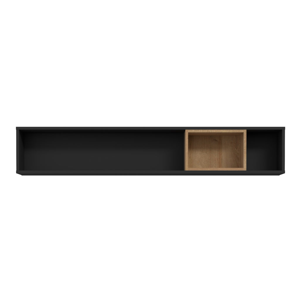 Hampton Wall Shelf in Matt Black/Riviera Oak