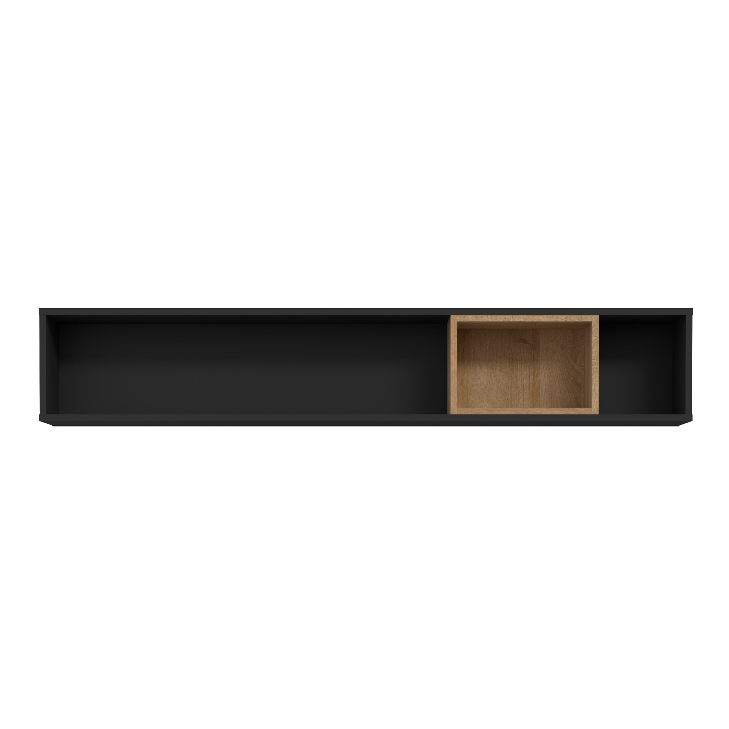Hampton Wall Shelf in Matt Black/Riviera Oak