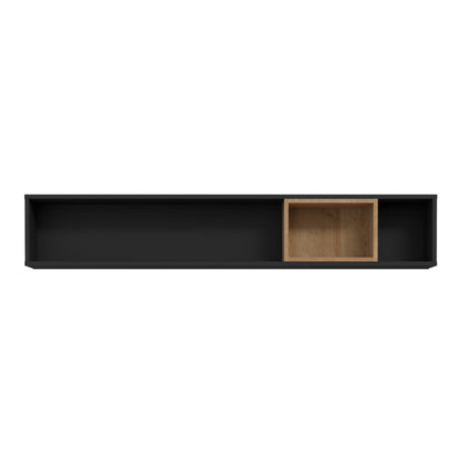 Hampton Wall Shelf in Matt Black/Riviera Oak