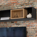 Hampton Wall Shelf in Matt Black/Riviera Oak