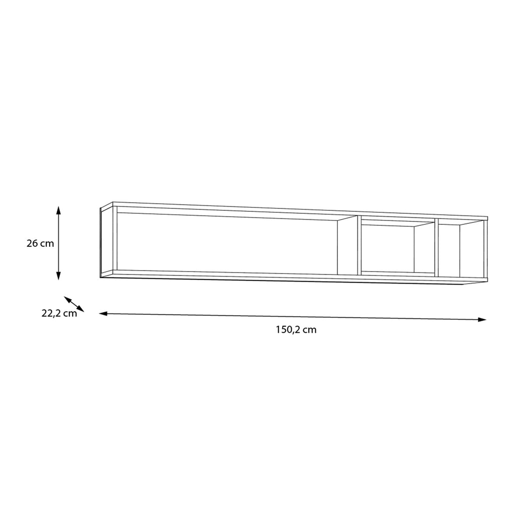 Hampton Wall Shelf in Matt Black/Riviera Oak