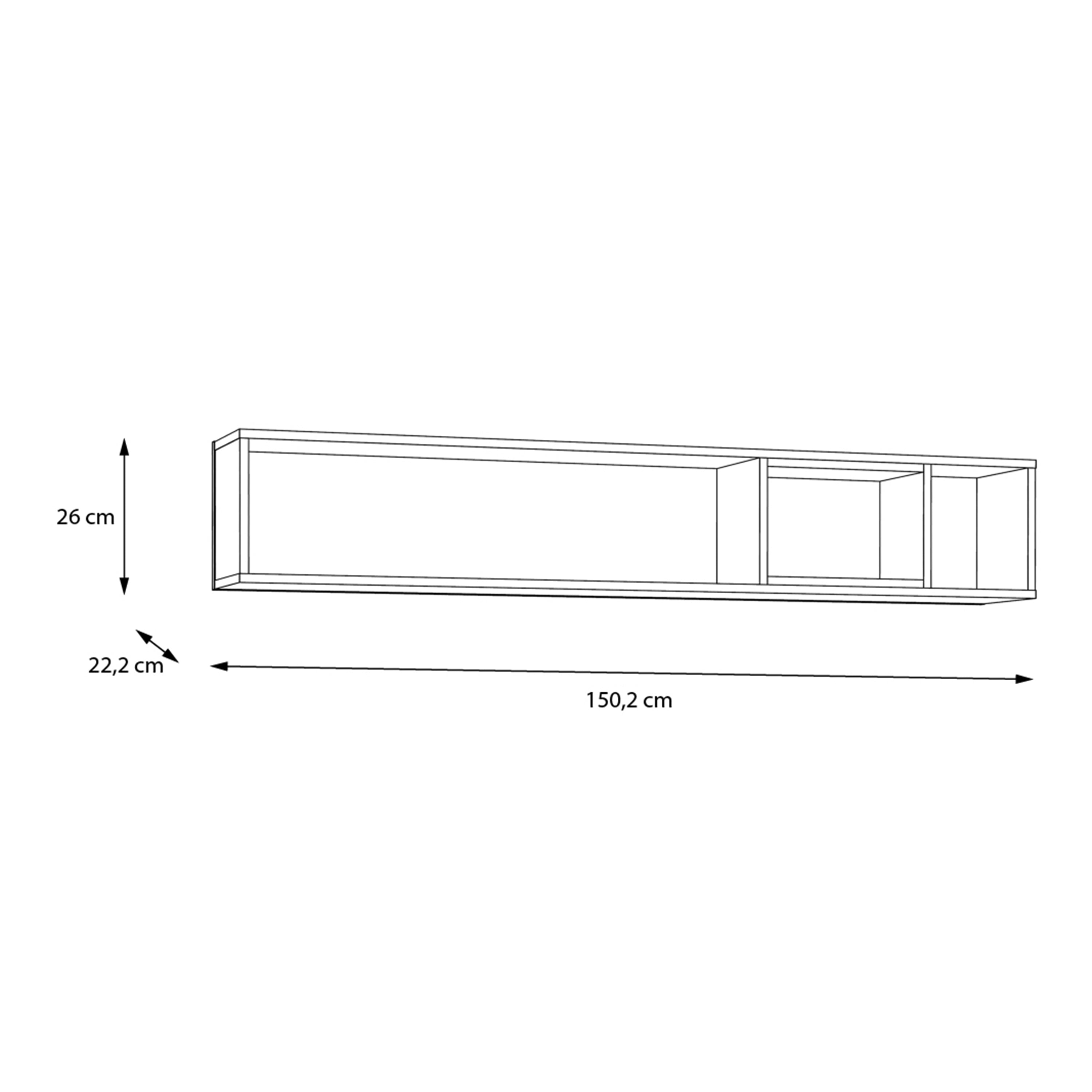 Hampton Wall Shelf in Matt Black/Riviera Oak